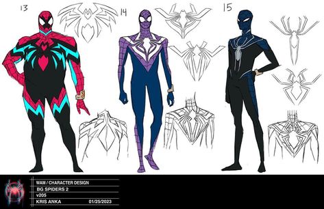 Kris Anka Spiderman, Kris Anka Character Design, Kris Anka, Marvel Character Design, Spider Costume, Background Characters, Spiderman Suits, Spiderman Art Sketch, Man Sketch