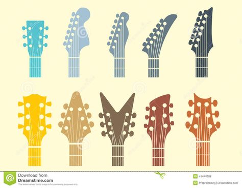 Electric Guitar Shapes, Guitar Body Shapes, Guitar Shapes, Guitar Headstock, Guitar Headstock Design, Guitar Illustration, Guitar Images, Stock Icon, Guitar Diy