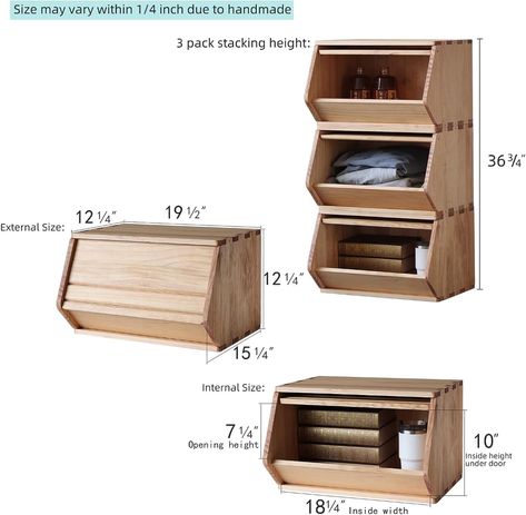 Amazon.com - unununu Stackable Solid Wood Storage Bins with Lids,Wooden Toy Box,Closet Storage Organizers,Hall Entryway Cabinet,Chest,Drawers,Potato,Onion,Bread,Classify by Items,Easily Accessible(3 Pack) Storage Chests, Onion Bread, Stackable Storage Boxes, Wooden Toy Boxes, Entryway Cabinet, Storage Organizers, Stackable Storage Bins, Potato Onion, Storage Bins With Lids