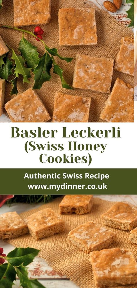 Basler Leckerli Basler Leckerli Recipe, Swiss Cookies, Swiss Desserts, Swiss Christmas, Baking Powder Recipe, Traditional Gingerbread, Candied Citrus, Christmas Cookies Recipes, Swiss Recipes