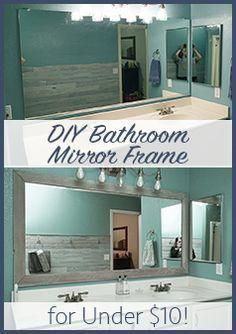 Diy Bathroom Mirror, Bathroom Mirror Makeover, Bathroom Mirrors Diy, Bathroom Mirror Frame, Mirror Makeover, Small Remodel, Glass Walls, Up House, Trendy Bathroom