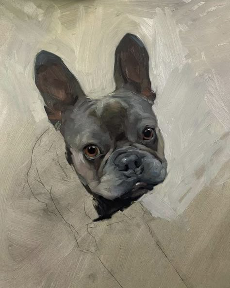 Jennifer Gennari, Pet Portrait Paintings, Dog Portraits Painting, Portraits Painting, Dog Portraits Art, Dynamic Painting, Bulldog Francese, Painting Animals, Animal Portraits Art