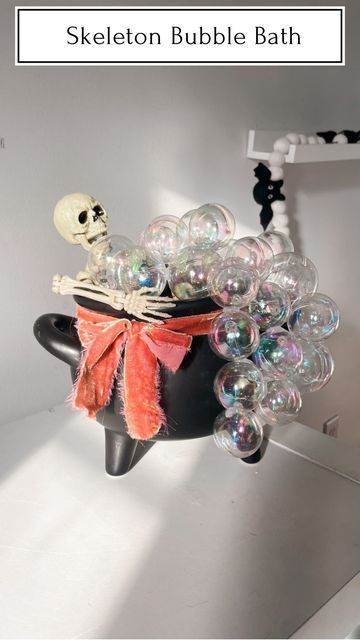 Skeleton Bubble Bath Diy, Fake Bubbles, Bubble Bath Diy, Skeleton Diy, Diy Bubble Bath, Bath Diy, Diy Mom, Halloween Centerpiece, Holiday Deco