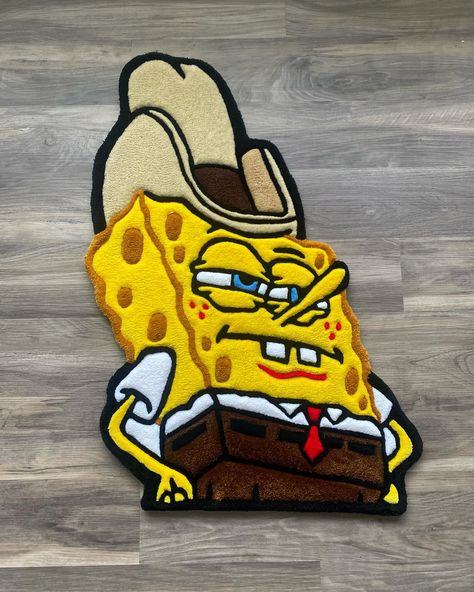 🧽🤠Dirty Dan Rug🤠🧽 - -Available though Dm or Etsy❗️ - -Anything you imagine can be created💪🏽 - -DM for Commissions 🌴 - #U #fyp #tuftingart #aesthetics #tufttheworld #tufting #rugdesigner #rugdesigns #carpetdesign #tuftdesign #carpets #rugdesign #rugs #rugsusa #rug #carpet #rugmaking #ignorantrugs #art #artwork #spongebob #spongebobmemes Black People Tattoos, Dorm Necessities, Tufting Diy, Weird Furniture, Graphic Rug, Funky Rugs, Chest Piece Tattoos, Christmas Rugs, Rug Inspiration