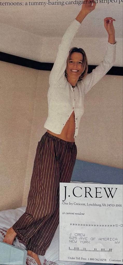 J Crew Summer Outfits, J Crew Catalog, J Crew Summer, Tomboy Femme, Striped Pajama Pants, J Crew Style, October 15, Cropped Cardigan, Spring Summer Fashion