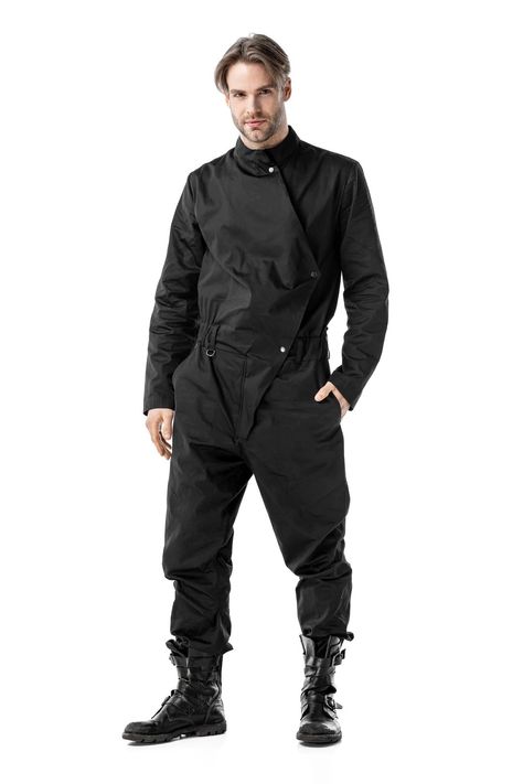 Industrial Mens Fashion, Cyberpunk Jumpsuit, Jumpsuit Outfit Men, Jumpsuit Man, Men's Jumpsuit, Mens Jumpsuit, Shop Uniform, Mechanic Jumpsuit, Black Techwear