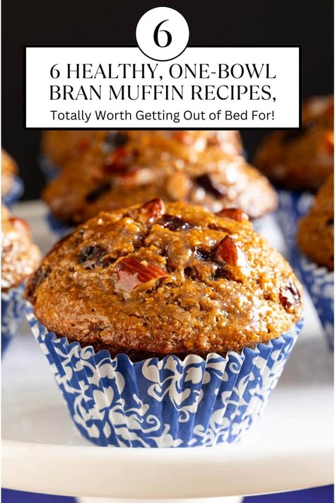 6 Healthy, One-Bowl Bran Muffin Recipes, Totally Worth Getting Out of Bed For! Best Bran Muffins Ever, Carrot Bran Muffins Healthy, Cinnamon Bran Muffins, Easy Bran Muffins Healthy, Healthy Raisin Bran Muffins, Keto Bran Muffins Low Carb, Easy Bran Muffins, Bran Muffin Recipe With All Bran Cereal, Sugar Free Bran Muffins