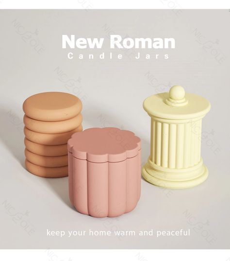 Nicole Concrete Silicone Candle Jar Mold with Lids Round Roman Cement Candle Vessel Mould Storage Pot Terrazzo Decor Tool|Clay Molds| - AliExpress Concrete Candle Vessels, Jesmonite Candle, Terrazzo Decor, Candle Vessel, Cement Candle, Clay Candle, Creative Candles, Diffuser Bottle, Concrete Candle