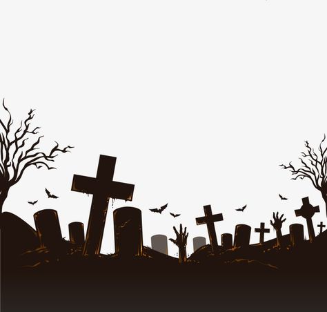 Cemetery Art Drawing, Cemetery Silhouette, Zombie Background, Halloween Headstone, Marcos Halloween, Graveyard Art, Brown Png, Free Stencils Printables, Bat Silhouette