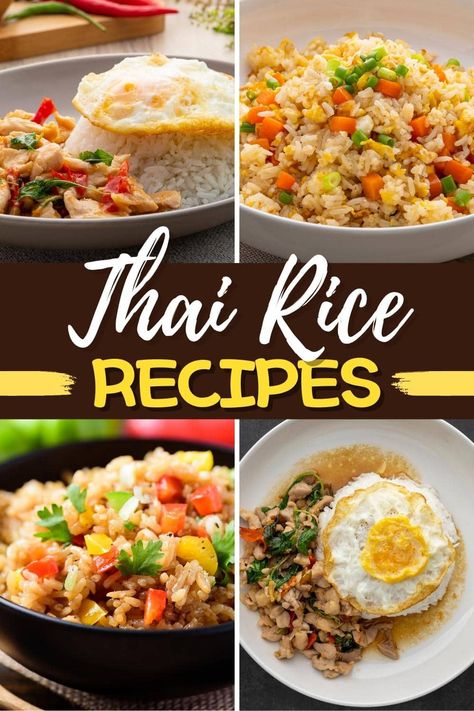 Thai Rice Bowl Recipes, Recipes Using Sticky Rice, Asian Rice Dishes, Thai Rice Recipes, Tai Food Recipes, Authentic Thai Recipes, Thai Dinner Recipes, Asian Sides, Flavoured Rice