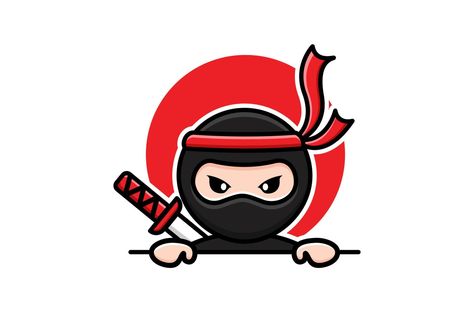 Ninja Emoji, Ninja Illustration, Ninja Stickers, Ninja Logo, Ninja Samurai, Buddha Doodle, Ninja Party, Japan Logo, Maneki Neko