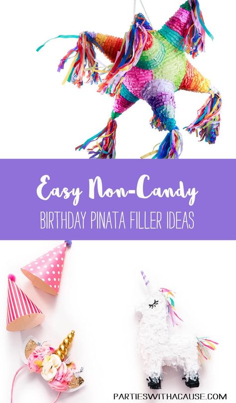 Easy Non-Candy birthday piñata filler ideas! Check out this list of 30+ birthday party approved ideas for your next fiesta at Partieswithacause.com. #pinata #healthypinata #partypinata #kidbirthday Piñata Filler Ideas, Pinata Filler Ideas, Egg Pinata, 30 Birthday Party, Piñata Party, Parties Themes, Filler Ideas, Birthday Pinata, Candy Birthday