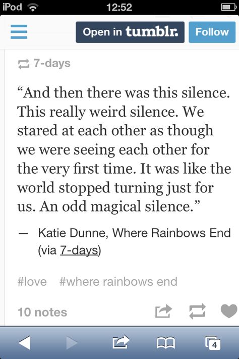 From the book 'Where Rainbows End'. When you find this silence with someone...they are 'the one'. Where Rainbows End, End Quotes, Love Rosie, Ending Quotes, Beautiful Thoughts, Words Of Wisdom Quotes, Word Signs, Words Worth, Lily Collins