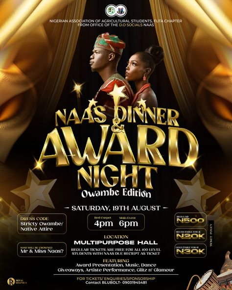 Award Night Flyer Design, Flyer Design Ideas, Event Poster Design Inspiration, Award Poster, Church Poster Design, Dinner Event, Canvas Learning, Awards Night, Club Poster