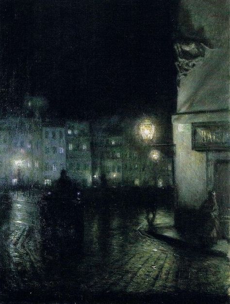 Warsaw Old Town, Rain Painting, William Adolphe Bouguereau, Old Town Square, Dark Paradise, Beautiful Streets, Classic Paintings, Night Painting, Old Paintings