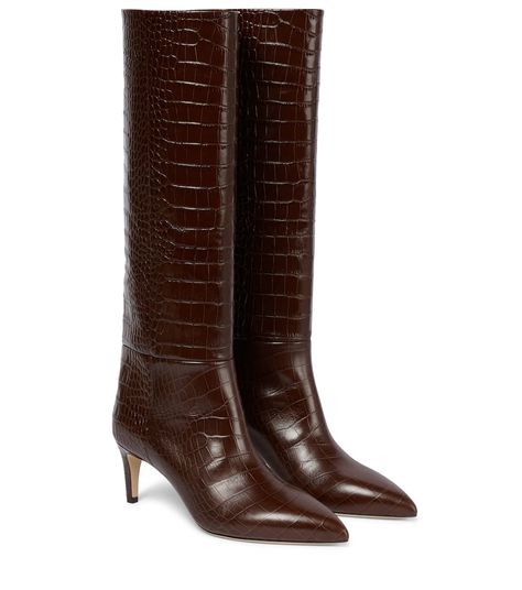 Paris Texas - Croc-effect leather knee-high boots | Mytheresa Mid Heel Boots, Paris Texas, Trending Boots, Knee High Leather Boots, Online Shops, Mid Heel, Brown Boots, Knee High Boots, High Boots