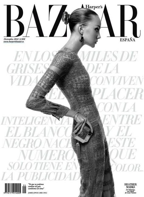 Heather Marks - Un Nuevo Desafío -  Harpers Bazaar Spain December 2012  Xevi Muntané  www.xevimuntane.com  via harpersbazaar.es    for #composition #motion Bazar Cover Magazine, Heather Marks, Harpers Bazaar Covers, Harpers Bazar, Fashion Editorial Layout, Magazine Wall, Sung Kang, 잡지 레이아웃, Bazaar Magazine