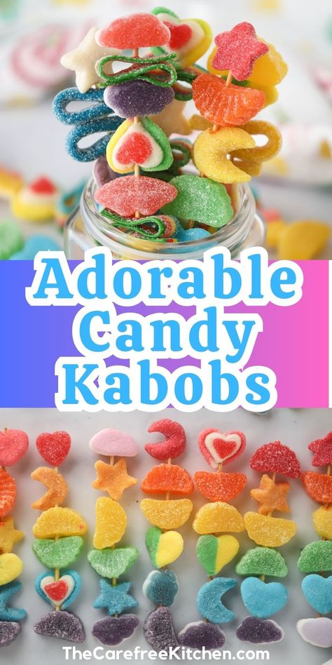 If you’re looking for a fun and colorful way to celebrate, these colorful Candy Kabobs are just the thing. Perfect for birthday parties, showers, and holiday celebrations for all ages, Candy Kabobs are as fun to make as they are adorable and delicious. Diy Candy Kabobs, Sticky Candy, Kabob Sticks, Candy Kabobs, Candy Ideas, Kabob Recipes, Autumn Recipes, Best Candy, Fun Treats