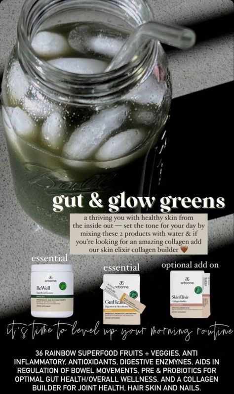 Gut Glow Drink, Green Gut Glow, Arbonne Cleanse, Glow Drink, Arbonne Marketing, Glow Shots, Gut Reset, Arbonne Nutrition, Arbonne Recipes