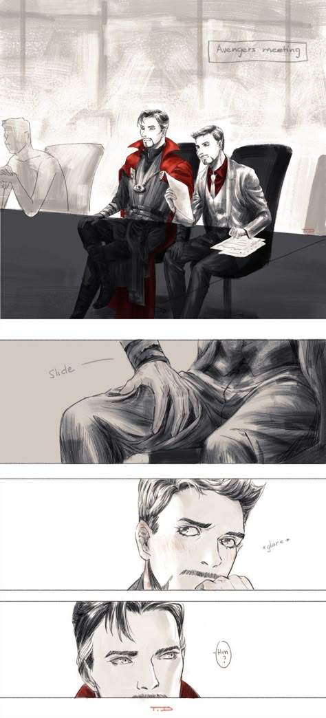 Ironstrange Fanart Cute, Strangeiron Fanart, Ironstrange Fanart Kiss, Tony Stark X Dr Strange, Ironstrange Headcanons, Doctor Strange X Tony Stark Fanart, Ironstrange Fanart, Tony Stark Art, Iron Strange