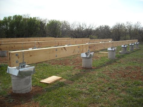 Built-up Beams in Place for Pier and Beam Foundation Post And Beam Foundation, Footing Foundation, Pier And Beam Foundation, Diy Foundation, Beam House, Terrasse Design, Foundation Repair, Diy Basement, House On Stilts