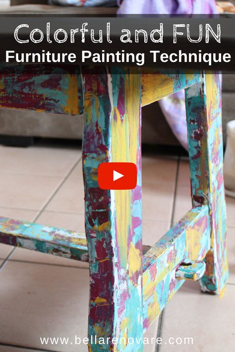 Bohemian Furniture Diy, Multi Colored Painted Furniture, Coffee Table Paint Ideas Colorful, Coffee Table Painting Ideas, Table Painting Ideas Colorful, Fun Coffee Table, Coffee Table Redo, Furniture Painting Tutorial, Painted Furniture For Sale