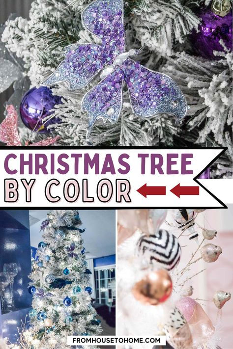 15 Elegant Color Themed Christmas Tree Ideas | Holidays and Events Christmas Tree With Balls Only, Purple And Blue Christmas Decorations, White And Silver Christmas Decor Ideas, Silver And White Christmas Tree Decor, Christmas Tree With Multi Colored Lights, Purple And White Christmas Tree, Purple And Silver Christmas Tree, Themed Christmas Tree Ideas, Christmas Tree Color Schemes