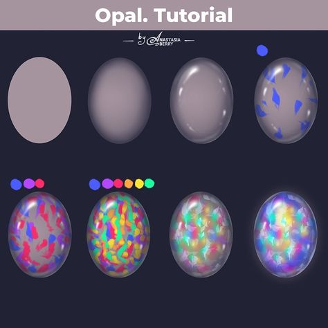 Opal. Tutorial | Patreon How To Color Opal Digital Art, Opal Drawing Tutorial, Iridescent Tutorial, Opal Drawing, Iridescent Palette, Opal Art, Teaching Drawing, Procreate Ipad Art, Color Palette Challenge