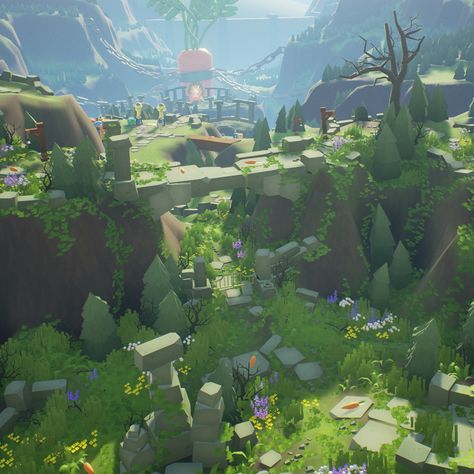 Rabbit Story Level Design, Viacheslav Bushuev on ArtStation at https://www.artstation.com/artwork/e1Y3w 3d Platformer Level Design, Low Poly Environment Landscapes, 3d Level Design, Low Poly Game Art, Stylized Game Art, Level Design Game, Level Design Concept, Game Environment Art, 3d Game Design