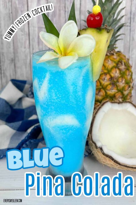 Blue Pina Colada Punch, Blue Punch Recipe Non Alcoholic, Blue Alcoholic Drinks For A Party, Blue Pina Colada, Blue Alcoholic Drinks, Pina Colada Punch, Summer Punch Recipes, Hawaiian Drinks, Summer Punch