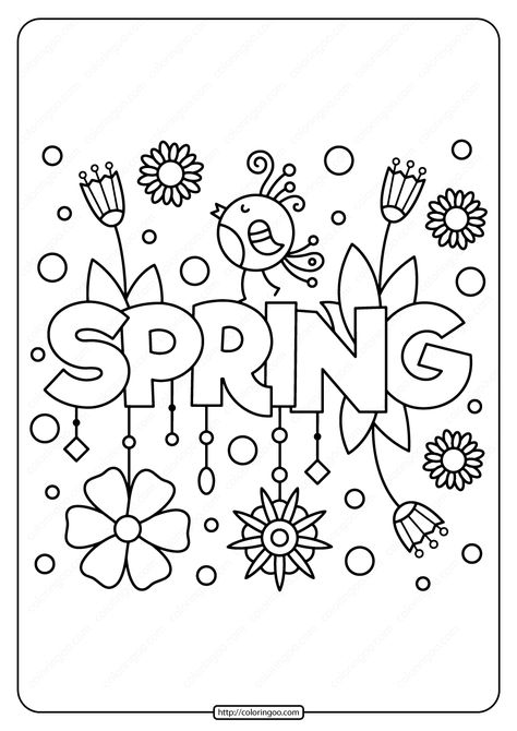 Spring Coloring Sheets, Preschool Coloring Pages, Spring Printables, Spring Coloring Pages, Free Coloring Sheets, Coloring Sheets For Kids, Printable Coloring Sheets, Pola Sulam, Cartoon Coloring Pages