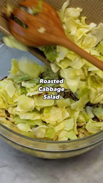 EatingWell on Instagram: "Roasted Cabbage Salad by @melissa.d.gray. Cabbage caramelizes in the oven before getting topped with a zesty, cheesy dressing reminiscent of Caesar, creating a profoundly gratifying side that complements roasted chicken, pork, or steak beautifully. Ingredients - 1 small head green cabbage, chopped into 1-inch pieces (about 8 cups) - 4 tablespoons extra-virgin olive oil, divided - 1/4 teaspoon salt - 2 tablespoons grated Parmesan cheese - 2 tablespoons rice vinegar - 1 1/2 teaspoons reduced-sodium soy sauce - 1 teaspoon Dijon mustard - 1 large clove garlic, grated with a Microplane - 1/4 teaspoon ground pepper, plus more for garnish Directions 1. Position oven racks in top third and lower third; preheat to 425°F. Toss cabbage with 2 tablespoons oil and salt in a Roasted Cabbage Recipes, Suddenly Salad, Grilled Cabbage, Baked Cabbage, Cabbage Salad Recipes, Cabbage Rolls Recipe, Roasted Cabbage, Lower Third, Small Head