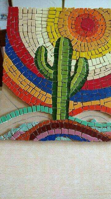 Cactus Mosaic, Art Inspiration Ideas, Paper Mosaic, Mosaic Pots, Mosaic Garden Art, Mosaic Art Projects, Mosaic Tile Art, Mosaic Madness, Pebble Mosaic