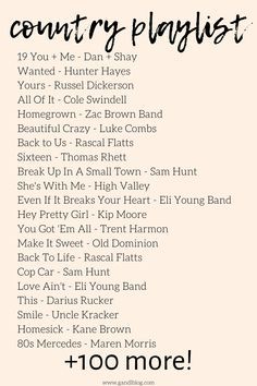 Best Country Songs, Country Playlist, Top Country Songs, Cole Swindell, Sam Hunt, Rascal Flatts, Thomas Rhett, Girls Music, Hunter Hayes