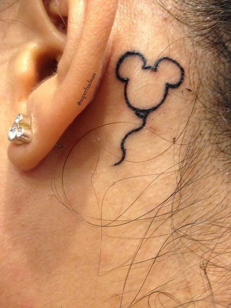 Small Disney Tattoos, Tattoos Behind The Ear, Tattoo Ankle, Minimalist Ear Cuff, Small Couple Tattoos, Disney Tattoo, Make Tattoo, Arrow Tattoos, Elephant Tattoos