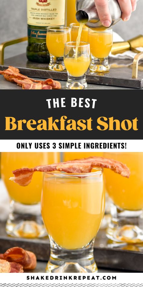 Breakfast Shots Alcohol With Bacon, Butterscotch Snapps Drinks, Breakfast Shots Alcohol, Pancake Shot Recipe, Tailgate Shots, Irish Breakfast Shot Recipe, Breakfast Alcoholic Drinks, Breakfast Punch, Brunch Cocktail Recipes