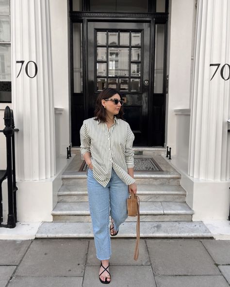 New colour obsession: green 🍋‍🟩🥑🍐 Outfit details: Shirt @zara (current season, but I found this BNWT on Vinted 🙌🏼) Jeans @primark (old) Sandals @zara Bag @arketofficial (another Vinted find 🙌🏼) Sunglasses @andotherstories Rings & earrings @monicavinader Bracelet @estellabartlett #ootd #springstreetstyle #springoutfits #shirtstyling #neutraloutfit Zara Sandals Outfit, Zara Open Toe Sandals For Day Out, Zara Open Toe Sandals With Heel Strap, Zara Open Toe Leather Sandals, Zara Slip-on Sandals For Spring, Zara Synthetic Sandals With 4-inch Heel, Zara Sandals, Zara Bags, Sandals Outfit