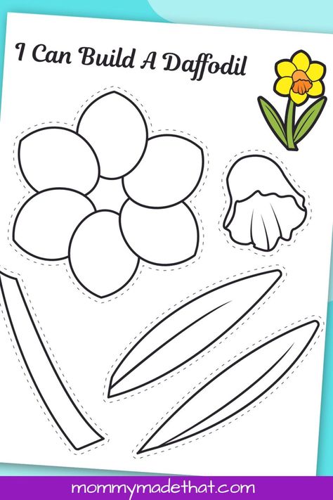 Printable Daffodil Craft (With Free Template) Daffodil Art, Daffodil Craft, Flower Templates Printable Free, Daffodil Day, Flower Templates Printable, Kindergarten Art Projects, Daffodil Flower, Craft Printing, Daycare Crafts