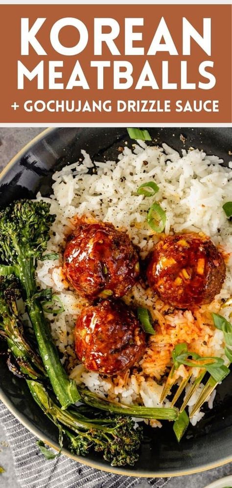 Easy 30-Minute Korean BBQ Beef Meatballs! Tender, savory, spicy and tangy—they’ve got it all. Serve these up as a quick dinner any night of the week, or as a festive go-to appetizer for the holidays, game days, or date night in. Korean Meatballs Recipes, Korean Bbq Meatballs, Korean Meatballs, Korean Bbq Beef, Bbq Meatballs, Healthy Beef Recipes, Healthy Beef, Meat Pies, Korean Recipes