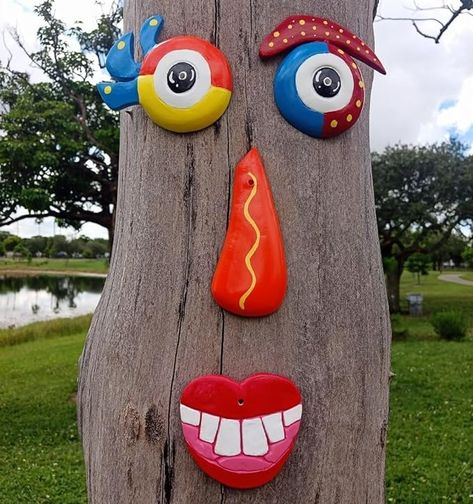 Amazon.com: ARCUZ Tree Face Sculpture Vibrant Style Tree Faces Decor Outdoor Garden Tree Art Faces Decor Creative Faces for Trees Tree Decorations Outdoor Faces Colorful and Sturdy Fun Outdoor : Patio, Lawn & Garden Tree Trunk Decor, Garden Faces Sculpture, Trees With Faces Drawings, Tree Faces Diy How To Make, Faces In Trees Art, Clay Faces On Trees, Tree Faces, Outdoor Statues, Garden Trees