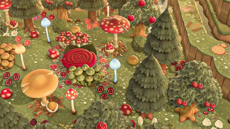 Forest Acnh, Cottagecore Animal Crossing, Acnh Cottagecore, Animal Crossing Guide, Animal Crossing Wild World, Thread Design, Island Theme, Rock And Pebbles, Garden Animals