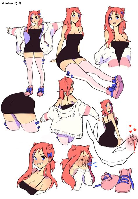 Hairstyle One Side, Long To Short Hair, New Hairstyle, Character Poses, Cute Art Styles, Female Character Design, Character Design References, Anime Poses Reference, Anime Poses