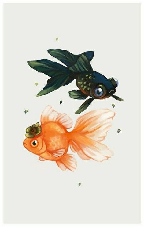 Goldfish Art Illustrations, Goldfish Art, Book Illustration Art, Dope Cartoon Art, Bullet Journal Art, Sketchbook Inspiration, Fish Art, Animal Wallpaper, Persimmon