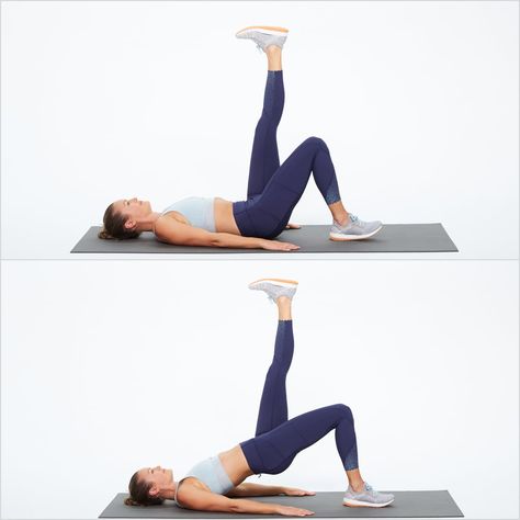 Superset 2, Exercise 1: Single-Leg Bridge Core Exercises For Women, Single Leg Bridge, Hourglass Workout, Bridge Workout, Best Core Workouts, Muscle Abdominal, Full Body Gym Workout, Popsugar Fitness, Glute Bridge