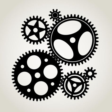 Mechanical Gears, Stencil Decor, Gear Art, Victorian Steampunk, Black Silhouette, Cricut Machine, Steam Punk, Vector Art, Steam