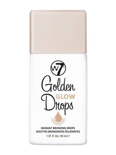 Achieve a radiant, glowing finish all year round with W7's Golden Glow Drops!  Infused with skin-loving ingredients, this bottle of radiance contains a soft and delicate formula that provides a natural, radiant glow whilst helping hydrate, soothe and promote healthy skin. A few simple drops of Golden Glow can be added to any moisturiser or serum for a bronzed, tinted finish. Alternatively, add a few drops directly onto the skin and build up to enhance your natural glow!  Key-Ingredient Breakdown: Cocoa Butter – replenishes skin moisture Grape Seed Oil – helps to retain moisture and softens skin Hyaluronic Acid – boosts hydration Grape Seed Extract – helps replenish the skin barrier function Magnolia Bark Extract - soothes and calms the skin and helps contribute to the appearance of plump s Bronze Drops, Bronzing Drops, Glow Drops, Too Faced Bronzer, Gift Makeup, Makeup Gift Sets, Finishing Spray, Grape Seed Extract, Golden Glow