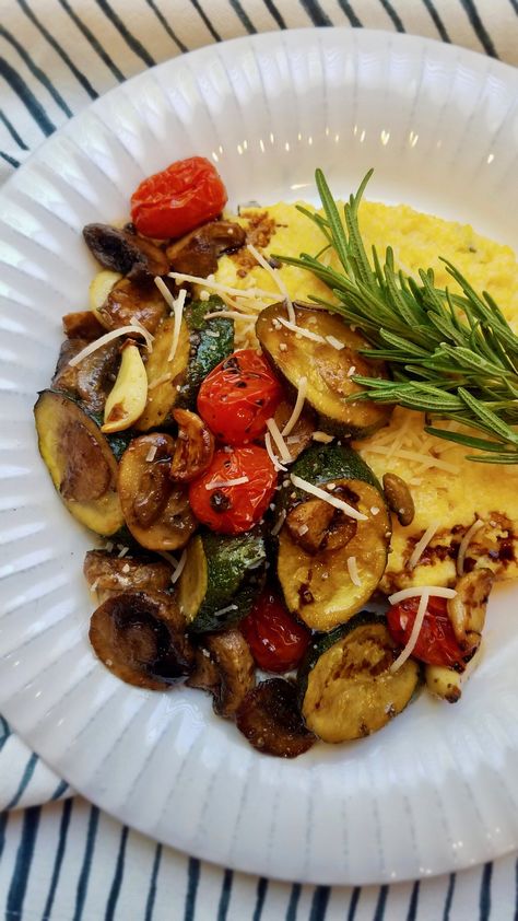 Polenta With Roasted Vegetables, Polenta Recipes Vegan, Vegan Polenta, Silken Tofu Recipes, Roasted Vegetables Recipe, Vegan Winter Recipes, Vegan Italian Recipes, Cooking Vegan, Vegan Ricotta