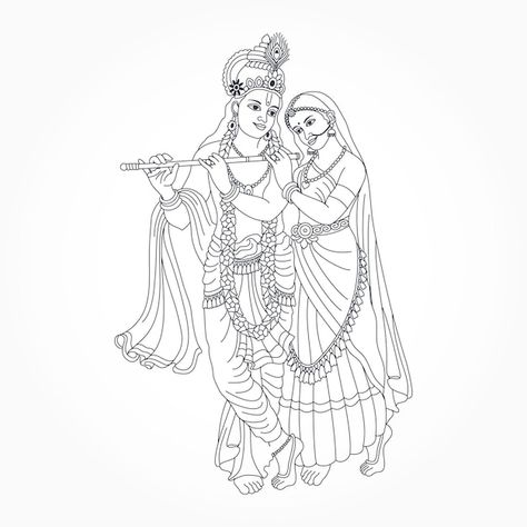 Krishna Stencil, Mehandi Practice, Drawing Symbols, God Drawings, Raja Ram, Lotus Artwork, Divine Couple, Floral Illustration Vintage, Playing Flute