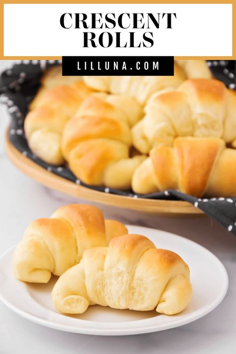 Flaky homemade crescent rolls are soft and tender, simply perfect for Sunday dinner or a holiday gathering! #crescentrolls #flakycrescentrolls #easyrolls #rolls #bread Easy Crescent Roll Recipes, Homemade Crescent Rolls, Homemade Dinner Rolls, Crescent Roll Recipes, Crescent Roll, Holiday Feast, Homemade Dinner, Crescent Rolls, Bread Recipes Homemade