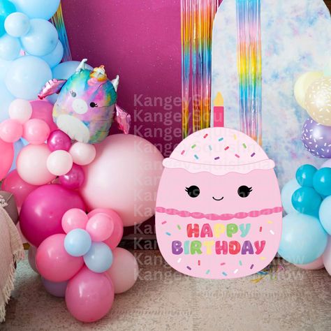 Squishmallow Balloon Garland, Squishmallows Cupcakes, Squishmallows Strawberry, Squishmallows Cake, Squishmallow Cake, Squishmallows Birthday Party, Squishmallow Birthday Party, Squishmallows Birthday, Make Birthday Invitations